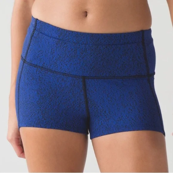 Lululemon Race Pace Tight Short Spray Jacquard Sapphire Blue Black sz. 4 - Picture 2 of 5